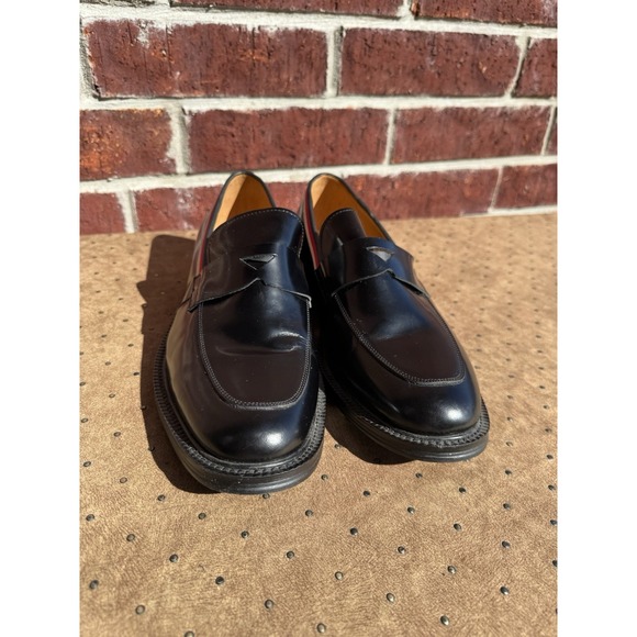 Gucci Black Leather Dress Shoes Red‎ Blue Stripe Size 40 - Picture 4 of 7
